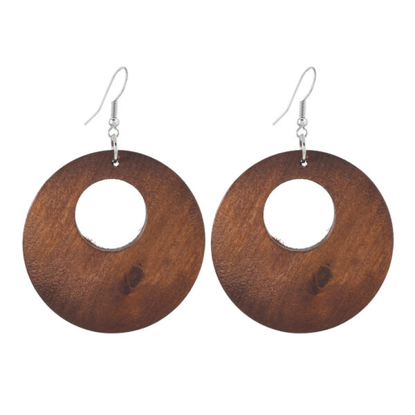 Wholesale Maillard Autumn and Winter Vintage Wooden Earrings Niche Design Exaerated Holiday Earrings Ethnic Style Earrings for Women
