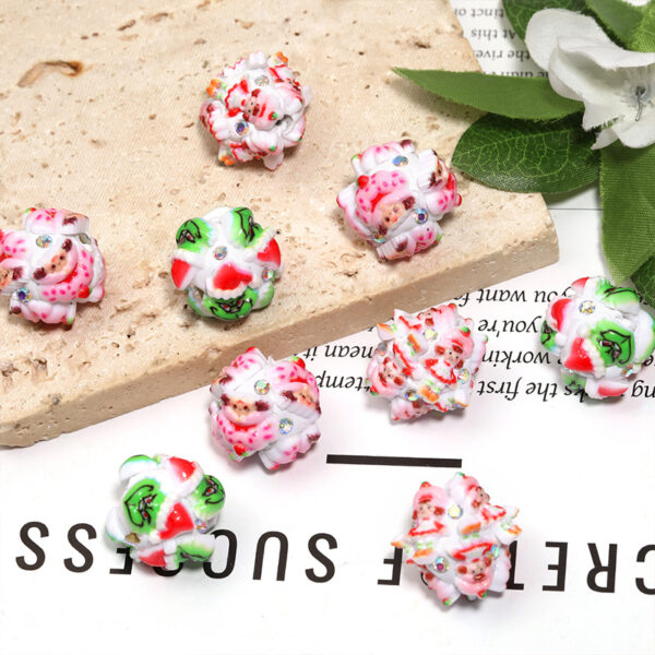 Wholesale Christmas resin clay loose beads, heavy-duty through-hole beads, DIY holiday beaded pen accessories