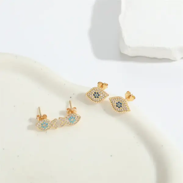 Wholesale 1 Pair Elegant Simple Style Commute Devil's Eye Enamel Inlay Copper Zircon 14K Gold Plated Ear Studs
