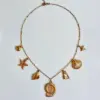 Wholesale Jewelry Retro Exaggerated Commute Starfish Conch Shell 304 Stainless Steel 18K Gold Plated Pendant Necklace