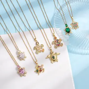 Wholesale 304 Stainless Steel Copper Tortoise Animal Pendant Necklace