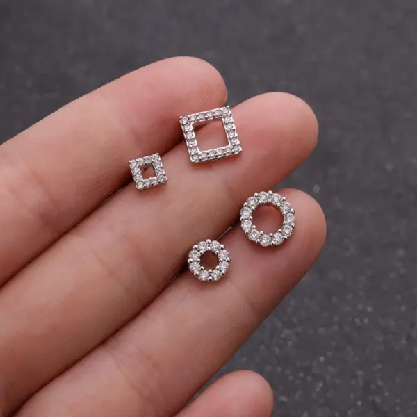 Copper Ear Cartilage Rings & Studs Geometric Waterproof Non Tarnish Surgical Steel Women'S