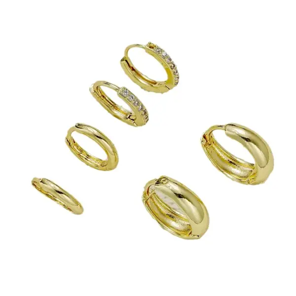 Wholesale 1 Set Simple Style Geometric Solid Color Copper Hoop Earrings