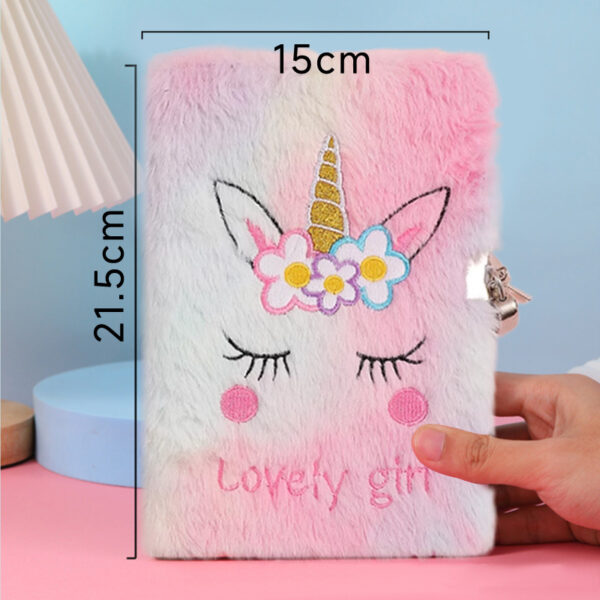 Wholesale Children's A5 Cartoon Unicorn Lockable Plush Notebook