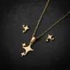 Wholesale PVD Coated 18K Gold Real Gold Plated Star 201 Stainless Steel Simple Style Waterproof Non Tarnish Earrings Necklace