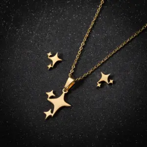 Wholesale PVD Coated 18K Gold Real Gold Plated Star 201 Stainless Steel Simple Style Waterproof Non Tarnish Earrings Necklace