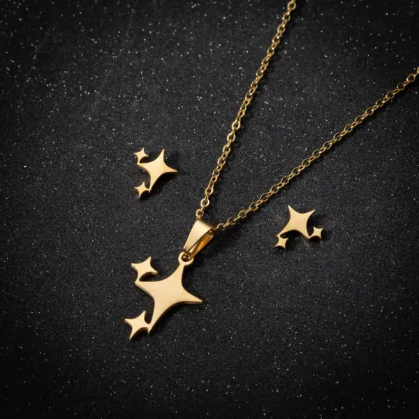Wholesale PVD Coated 18K Gold Real Gold Plated Star 201 Stainless Steel Simple Style Waterproof Non Tarnish Earrings Necklace