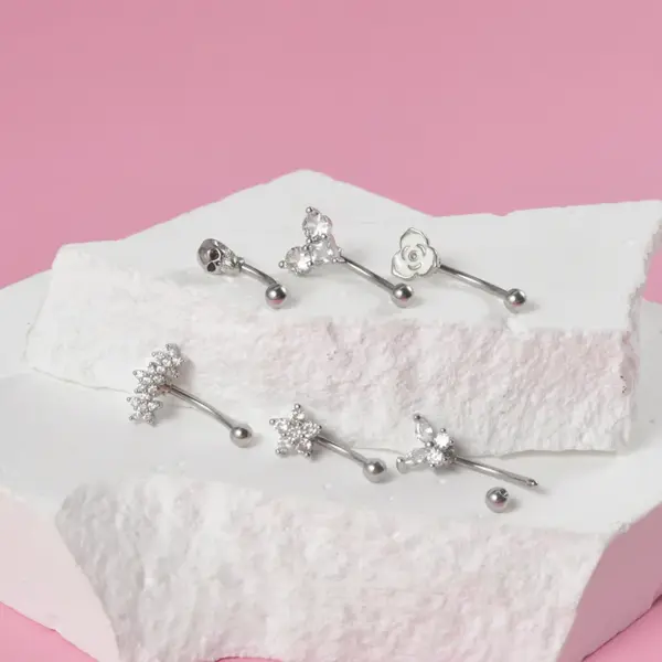 1 Piece Ear Cartilage Rings & Studs Casual Tropical Sweet Heart Shape Flower Butterfly 304 Stainless Steel Zircon Ion Plating (IP) 18K Gold Plated Lip