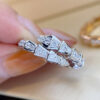 Wholesale Micro-inlaid zircon full diamond bone ring platinum-plated bone ring trendy open bamboo bone zircon index ring