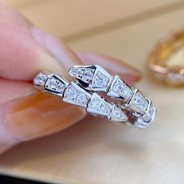 Wholesale Micro-inlaid zircon full diamond bone ring platinum-plated bone ring trendy open bamboo bone zircon index ring