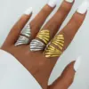 oly-ec0d91fd0a0e312682e5b01e9d9d8605 Wholesale PVD Coated Real Gold Plated 18K Gold Geometric 304 Stainless Steel Casual Simple Style Waterproof Non Tarnish Adjustable Ring
