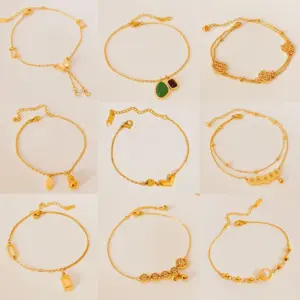 Wholesale Jewelry Casual Lady Simple Style Heart Shape Titanium Steel Gem Inlay Anklet