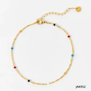 Jak952 Anklet Gold + Color / 14K