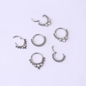 Wholesale 316L Stainless Steel Zircon Geometric Waterproof Non Tarnish Surgical Steel Fashion Nose Ring For Unisex