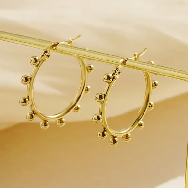 PVD Coated Real Gold Plated 18K Gold Geometric 304 Stainless Steel Simple Style Waterproof Non Tarnish Hoop Earrings
