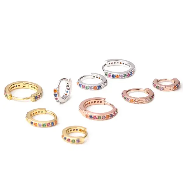 Ear Cartilage Rings & Studs Simple Style Geometric Colorful Copper Zircon