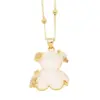 Wholesale Copper Gold Plated Cute Simple Style Bear Inlay Resin Zircon Pendant Necklace