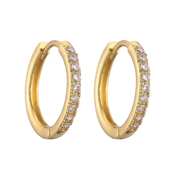 Wholesale 1 Pair Casual Simple Style Classic Style Round Plating Inlay Copper Zircon 18k Gold Plated Hoop Earrings