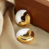Wholesale 304 Stainless Steel Color Block PVD Coated 18K Real Gold Plated 18K Gold Hip-Hop Punk Waterproof Non Tarnish Enamel Plating Ear Cuffs