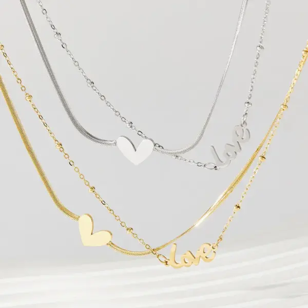 Wholesale Jewelry Fashion Letter Heart Shape 304 Stainless Steel 16K Gold Plated White Gold Plated Gold Plated Plating Anklet