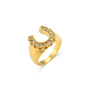 U-Shaped Inlaid Zirconium Ring / No. 6