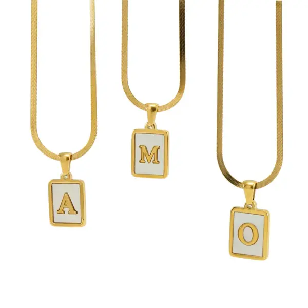 Wholesale PVD Coated 18K Gold Plated Letter Stainless Steel Casual French Style Waterproof Non Tarnish 304 Stainless Steel Pendant Necklace