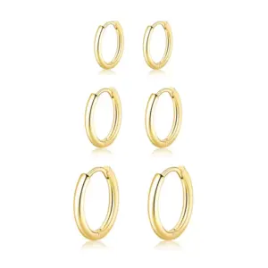 Gold 8/10/12mm 3 Pairs Set / (1.6mm Wire Diameter) 8mm 10mm 12mm 3 Pairs Set