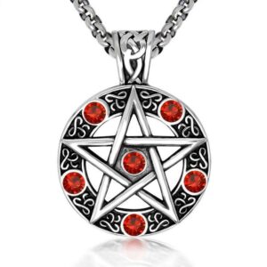 Red Diamond five-pointed star + stainless steel chain