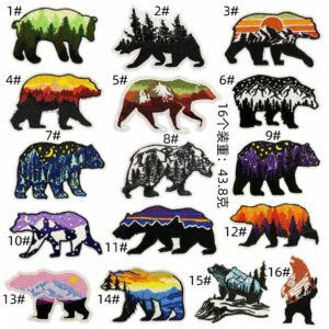 Scenery bear cloth stickers set 16 pieces
