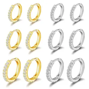 1 Piece Simple Style Geometric Inlay Copper Zircon Hoop Earrings
