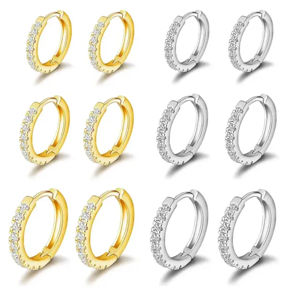 1 Piece Simple Style Geometric Inlay Copper Zircon Hoop Earrings