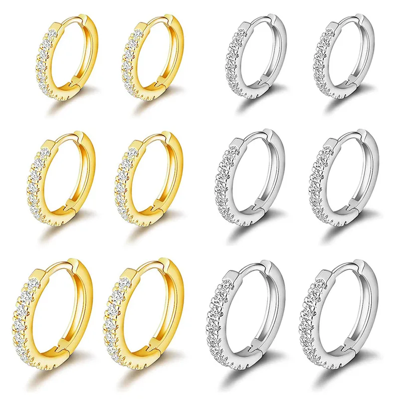 Wholesale 1 Piece Simple Style Geometric Inlay Copper Zircon Hoop Earrings
