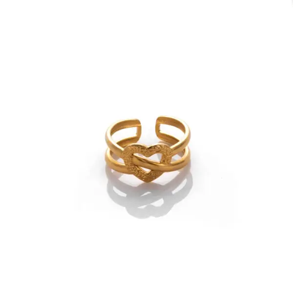 Wholesale PVD Coated Heart Shape 304 Stainless Steel Simple Style Waterproof Non Tarnish Rings Earrings Necklace