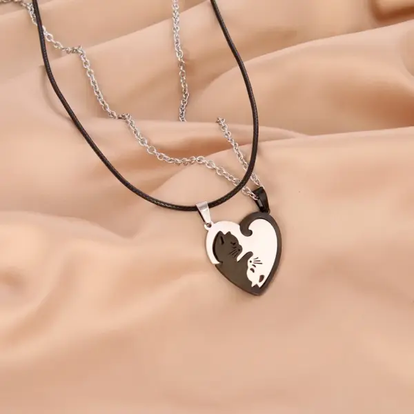 Wholesale Jewelry Simple Style Cat 304 Stainless Steel Polishing Pendant Necklace