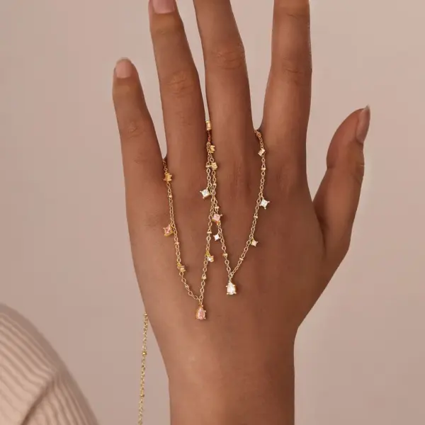 Copper 18K Gold Plated Inlay Colorful Zircon Pendant Necklace