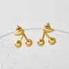 PVD Coated Real Gold Plated 16K White Plating Cherry 304 Stainless Steel Casual Modern Style Sweet Waterproof Non Tarnish Ear Studs