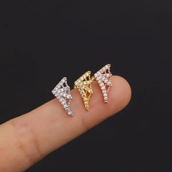 oly-ec4521fca360256dd21360bbc947a927 Wholesale 316L Stainless Steel Copper Zircon Ear Cartilage Rings & Studs Flower Waterproof Non Tarnish Surgical Steel Women'S