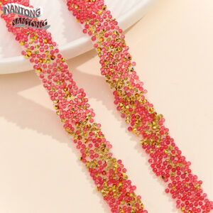 5 dark orange ab fine beads + pointed bottom golden rhinestones / 1.5cm double layer hot melt adhesive, fine beads, rhinestones, hot diamond strips