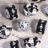 Wholesale Black and white ghost-themed Halloween beaded accessories with straight holes