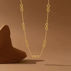 X06046-Seven Textures 8 Characters-Necklace- Gold