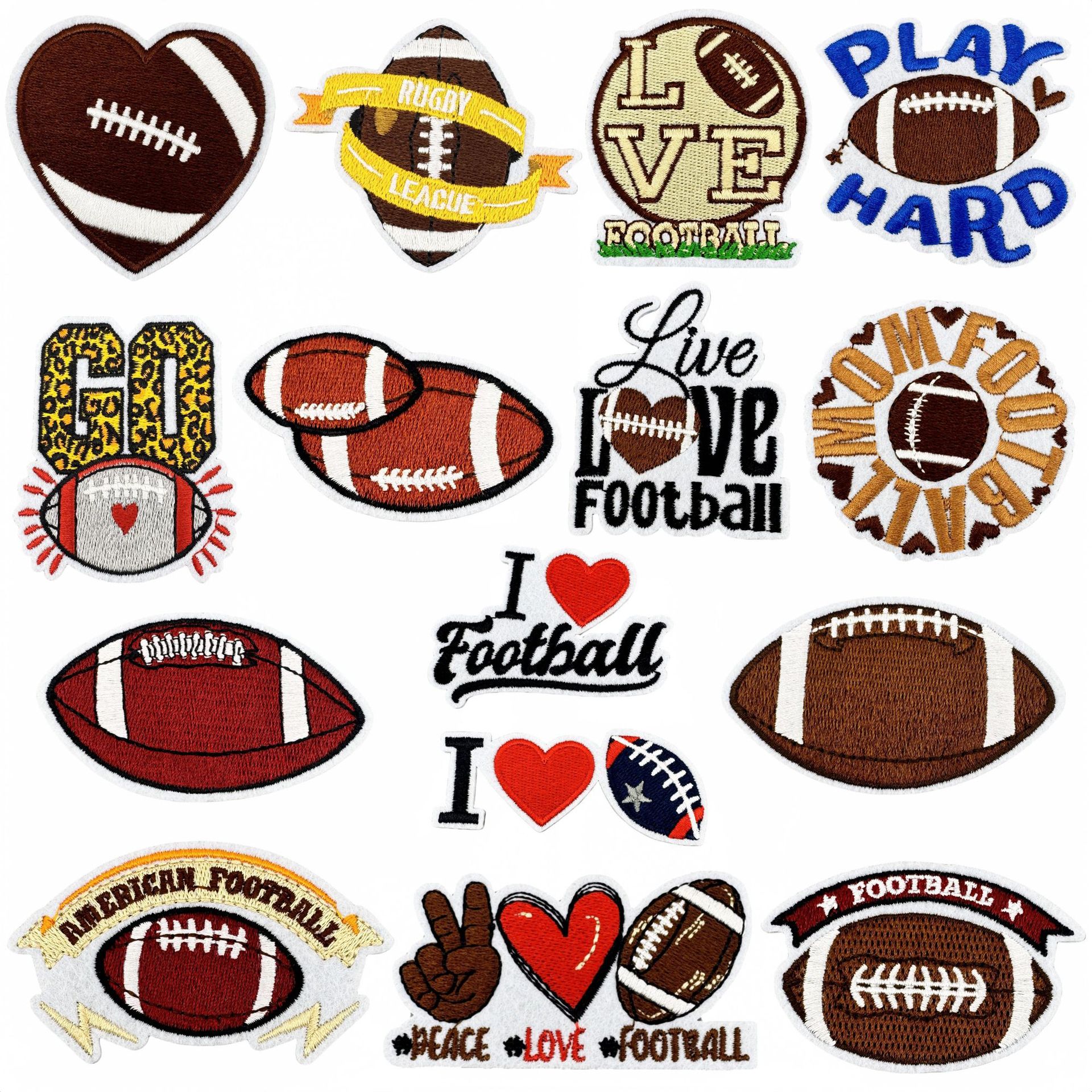 Wholesale Cross-Border Cartoon Rugby Embroidery Cloth Patch Srts Series Patch Aessories Badge Cloth Label Ironing Model Ready for Sale