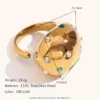 PVD Coated Real Gold Plated Geometric Stainless Steel Retro Waterproof Non Tarnish Open Rings