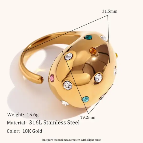 PVD Coated Real Gold Plated Geometric Stainless Steel Retro Waterproof Non Tarnish Open Rings