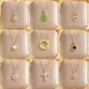 Wholesale Jewelry Glam Luxurious Solid Color 304 Stainless Steel Copper Diamond 18K Gold Plated Plating Inlay Pendant Necklace
