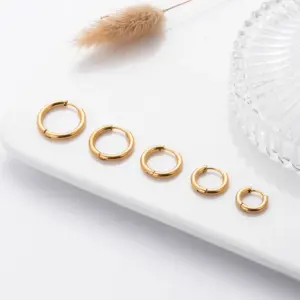 1 Piece Simple Style Solid Color Plating 316 Stainless Steel Titanium Steel Earrings