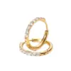 Wholesale Fashion Geometric Pattern Round Steel Hoop Earrings Micro Pave Zircon Fashion Round Steel Hoop Earrings Unisex Gold Rhinestone 201 Stainless Steel