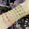 Wholesale Fashion Colorful Heart-shaped Inlay Zircon Braided Copper Bracelet