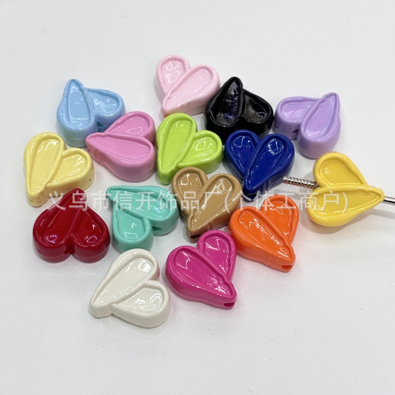 Wholesale rous dopamine painted heart-shaped beads