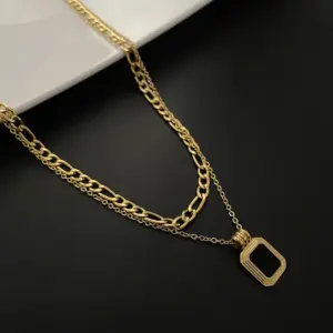 05-I 16 Titanium Steel Square Necklace / Gold