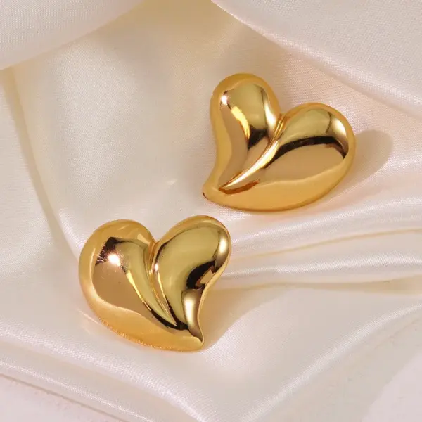 1 Pair Sweet Heart Shape 304 Stainless Steel Electroplating Ear Studs